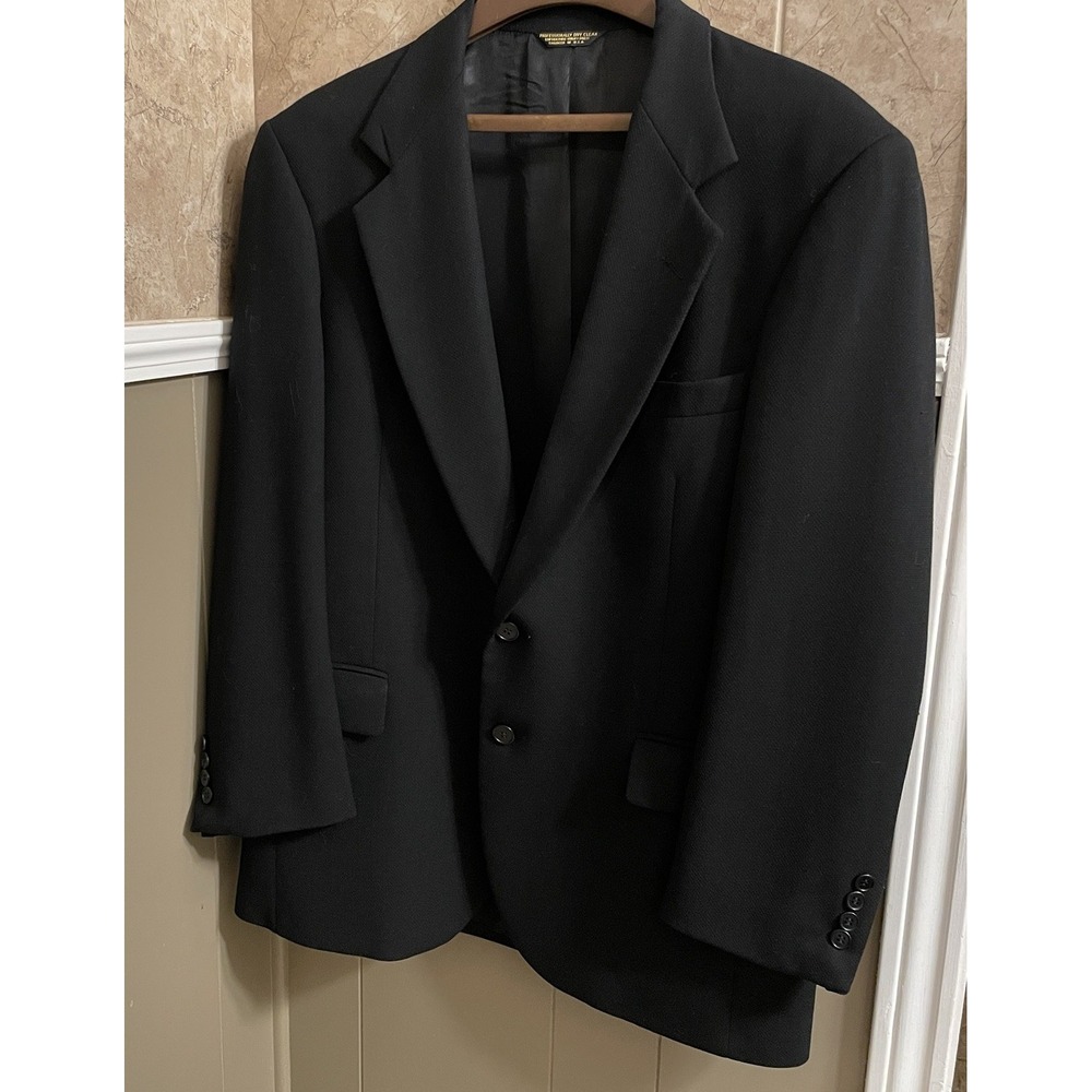 Vintage Pierre Cardin Black Wool 2‎ Button Sport Suit Coat Size 44R